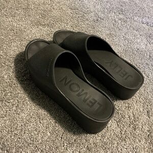 Lemon Jelly Black Slides-Women's Size 6